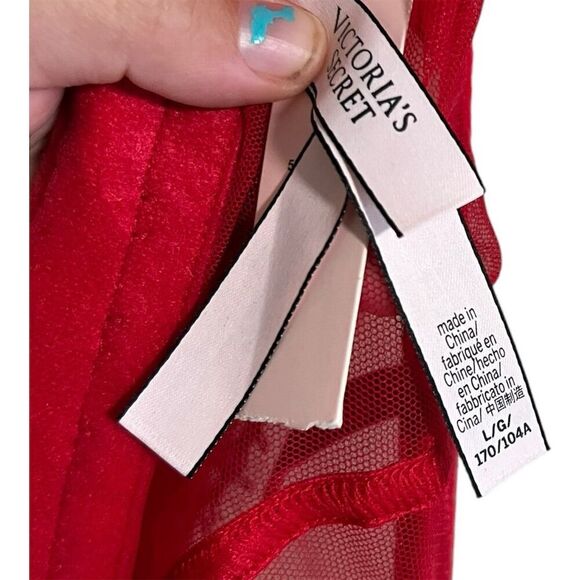 Victoria's Secret Red Lace-Up Corset Top Size M Women's Lace Detailing - Picture 3 of 6